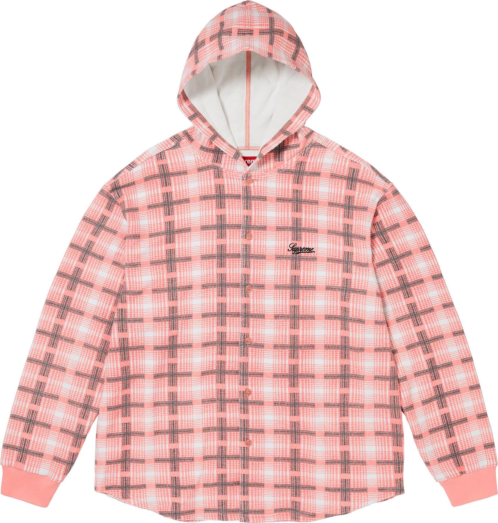 Hooded Plaid Knit Shirt view 3